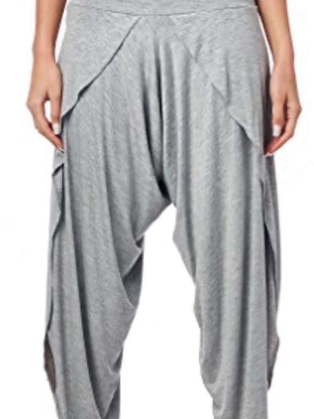 Popana front slip open harem Gray Knit pants XL  casual hippie casual Lagenlook